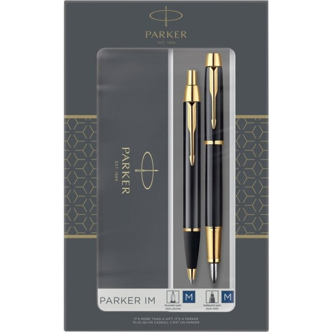 Подарочный набор PARKER: IM CORE BLACK GT - ручки перьевая и шариковая 2093216